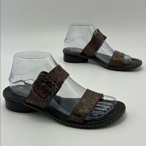 Donald J. Pliner Fela Leather Strap Sandals Women's 7M Brown Slip On Buckle